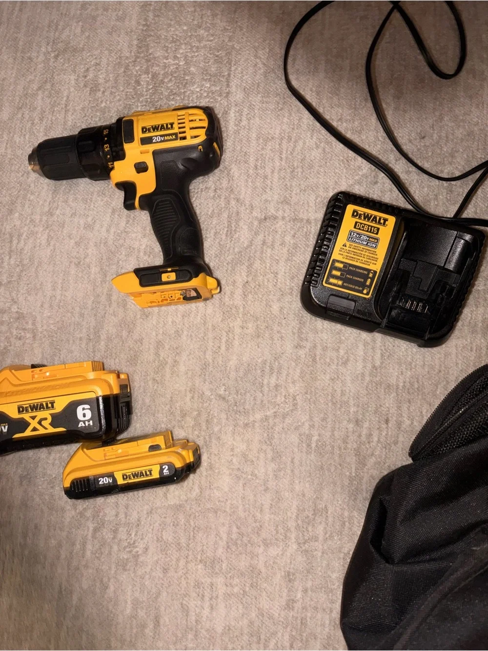 DEWALT 20V MAX Cordless Drill Kit + 6Ah XR & 2Ah Batteries, Charger & Bag